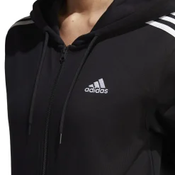 Fashion 3 Stripes French Terry Zip Hoodie Women - Black, White Jackets