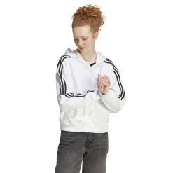 Online 3 Stripes French Terry Zip Hoodie Women - White, Black Jackets