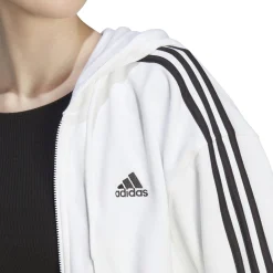 Online 3 Stripes French Terry Zip Hoodie Women - White, Black Jackets