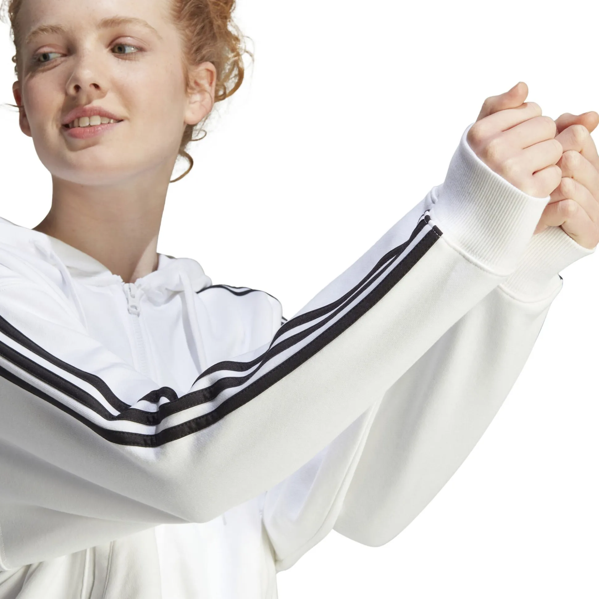 Online 3 Stripes French Terry Zip Hoodie Women - White, Black Jackets