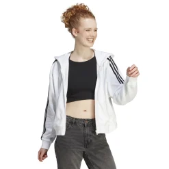 Online 3 Stripes French Terry Zip Hoodie Women - White, Black Jackets