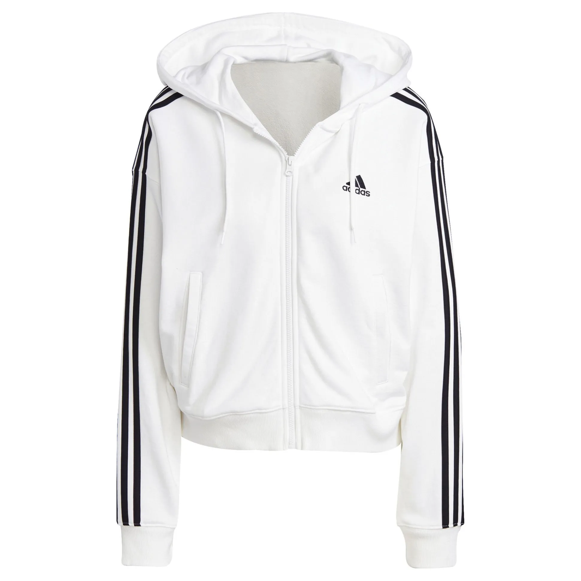 Online 3 Stripes French Terry Zip Hoodie Women - White, Black Jackets