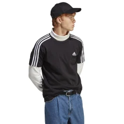 Best Sale 3 Stripes Single Jersey T-Shirt Men - Black, White Shirts