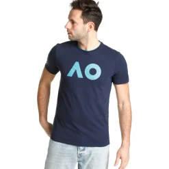 Best AO Stack Print Core Logo T-Shirt Men - Dark Blue, Blue Shirts