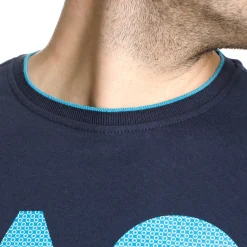 Best AO Stack Print Core Logo T-Shirt Men - Dark Blue, Blue Shirts