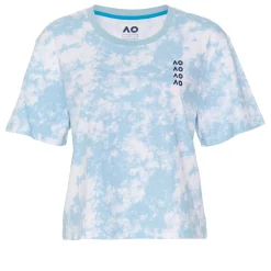 Shop AO Tie Dye Cropped T-Shirt Women - Light Blue, White Shirts
