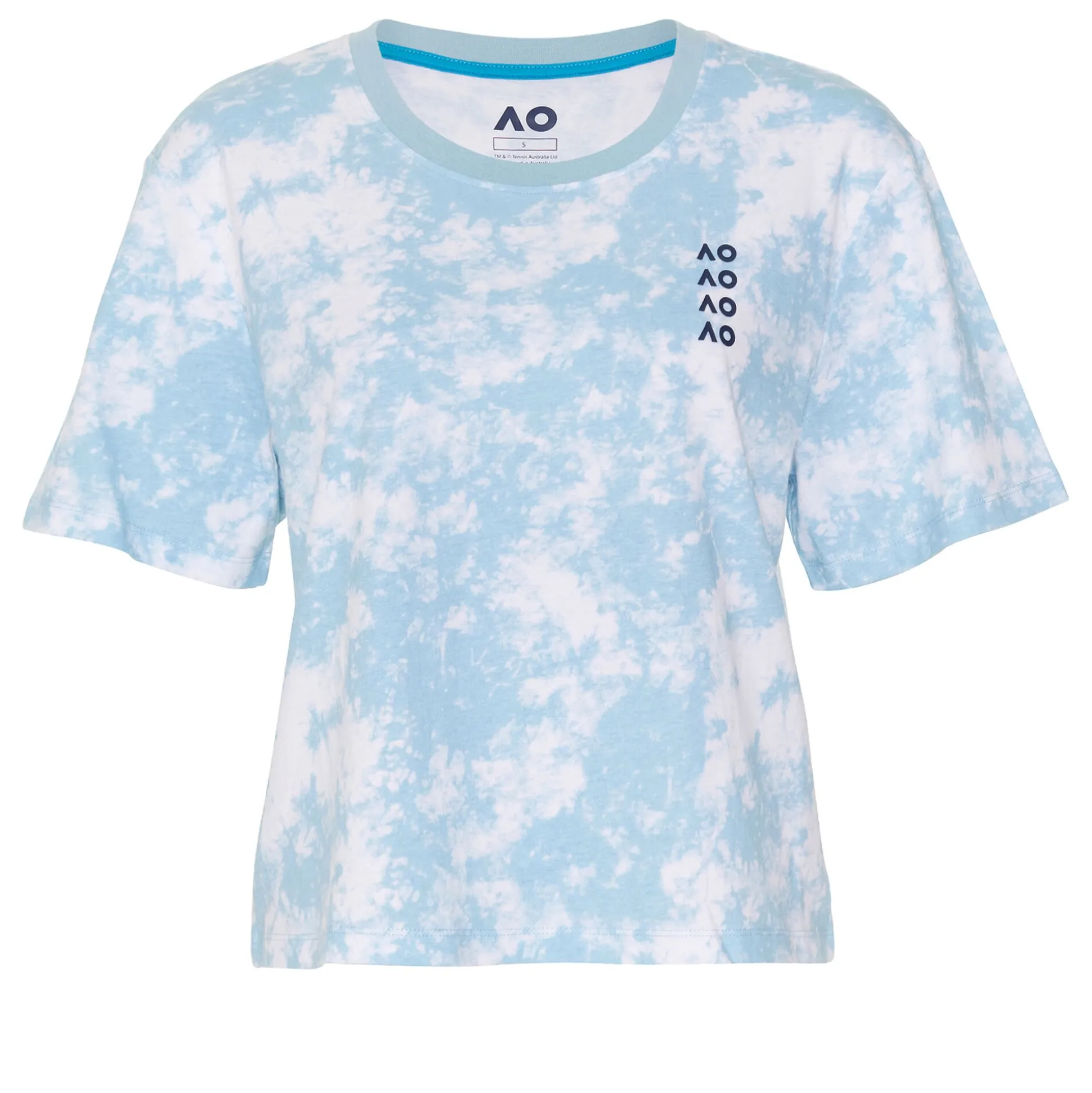 Shop AO Tie Dye Cropped T-Shirt Women - Light Blue, White Shirts
