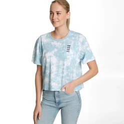 Shop AO Tie Dye Cropped T-Shirt Women - Light Blue, White Shirts