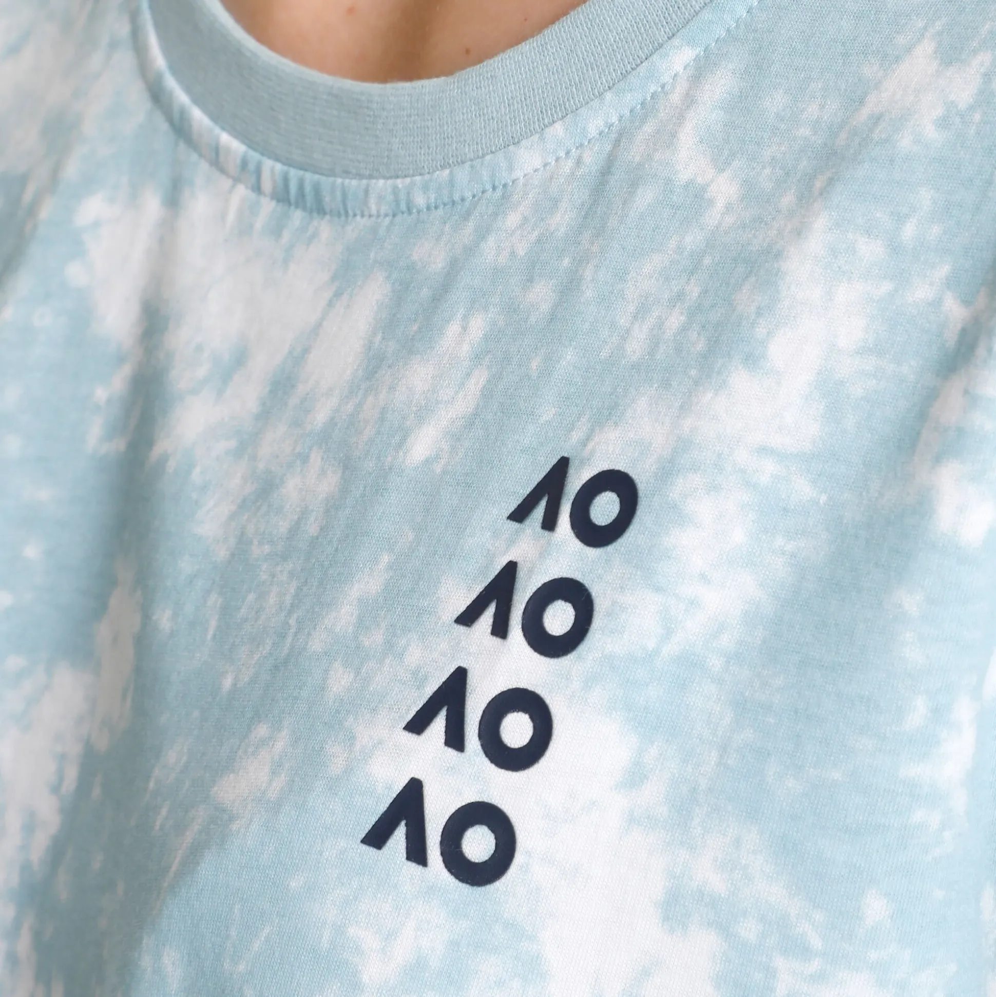 Shop AO Tie Dye Cropped T-Shirt Women - Light Blue, White Shirts