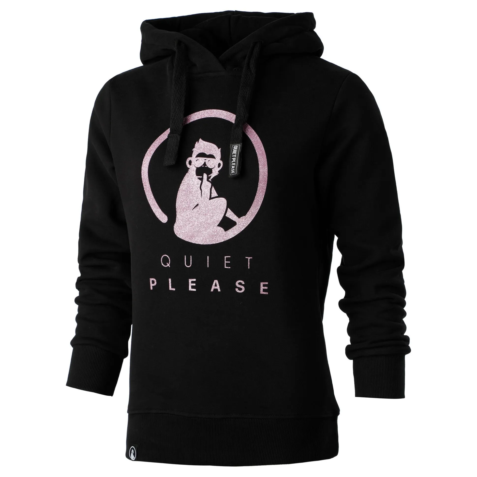 Best Baseline Logo Glitter Hoody Women - Black, Pink Hoodies & Sweaters