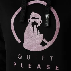 Best Baseline Logo Glitter Hoody Women - Black, Pink Hoodies & Sweaters