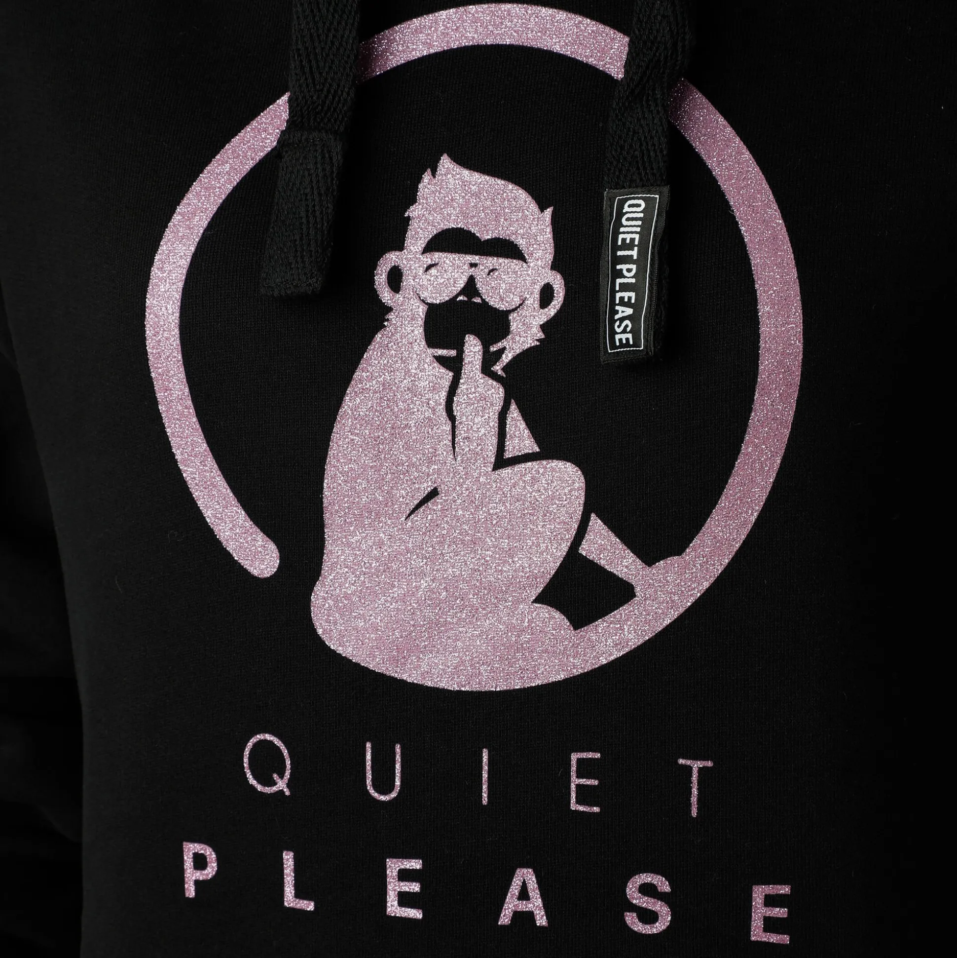 Best Baseline Logo Glitter Hoody Women - Black, Pink Hoodies & Sweaters