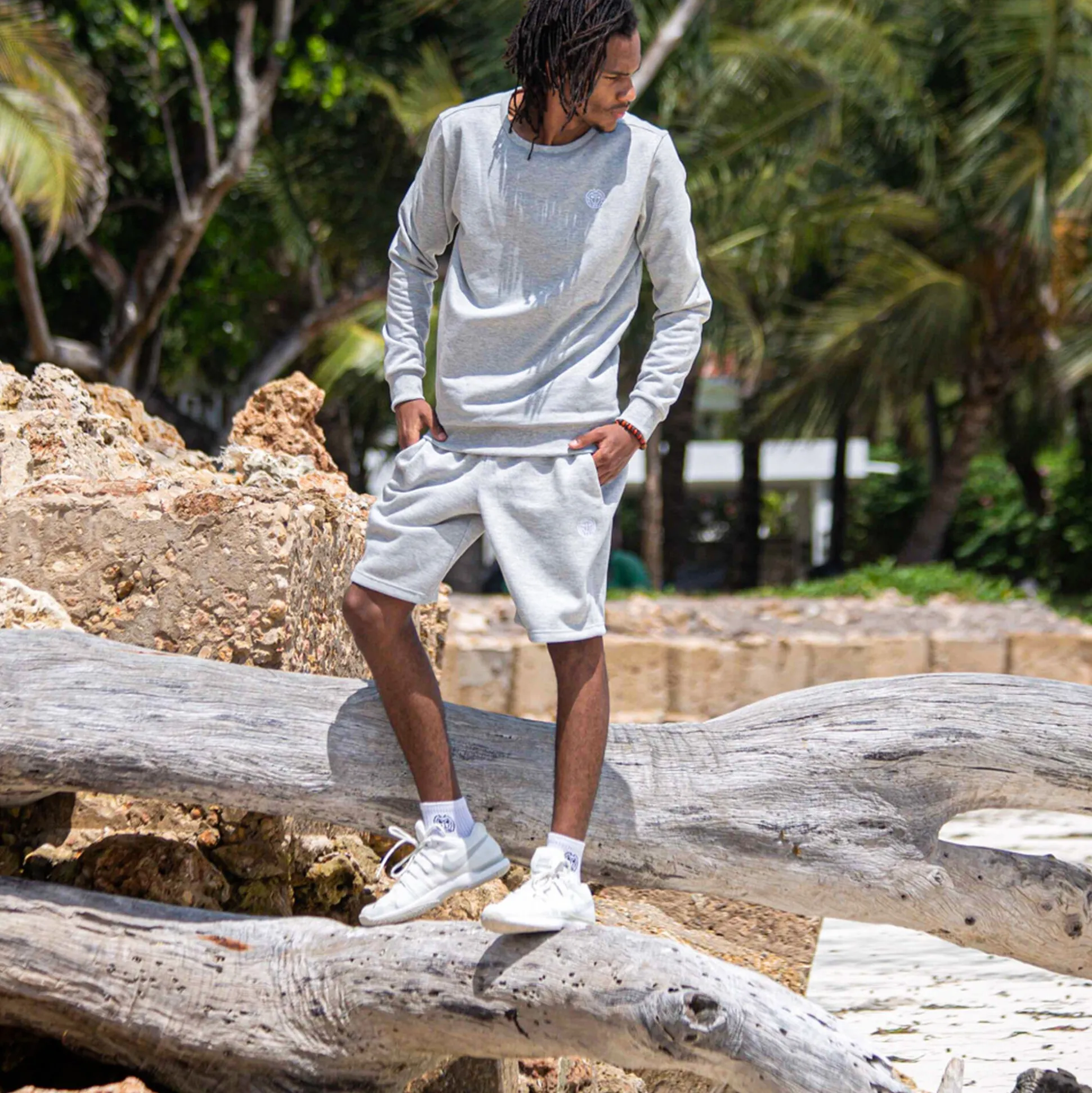 Cheap Chaka Basic Crew Sweatshirt Men - Lightgrey, White Hoodies & Sweaters