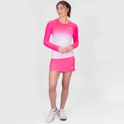 Flash Sale Crew Gradiant Long Sleeve Women - Pink, White Shirts