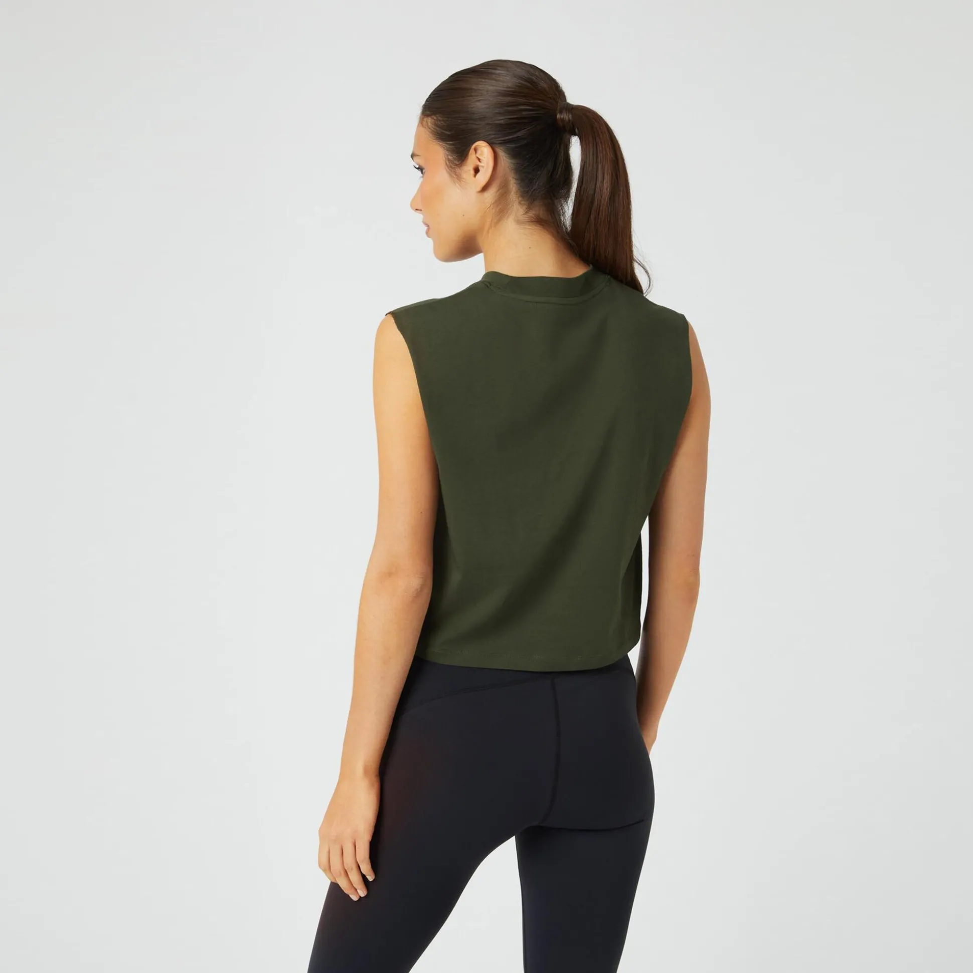 Online Cropped Tank Top Women - Dark Green Tops