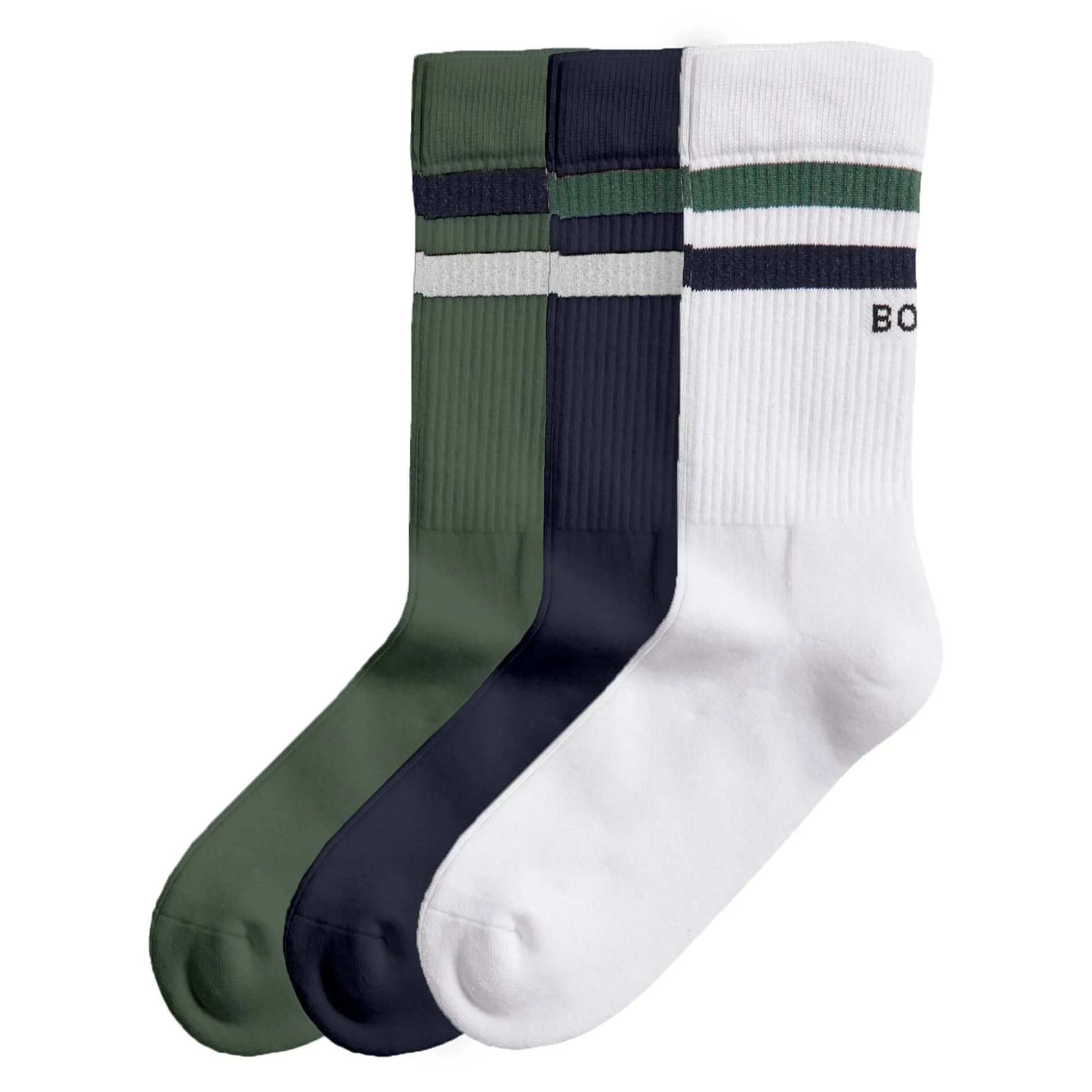 Discount Double Stripe Ankle Crew Sports Socks Men - Dark Blue, Multicoloured Socks