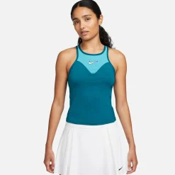 New Dri-Fit Court Slam Solid Tank Top Women - Petrol, Turquoise Tops