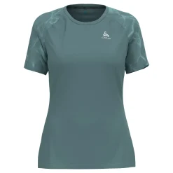 Best Sale Essential Print Crew Neck Running Shirt Women - Blue Grey Running Clothing