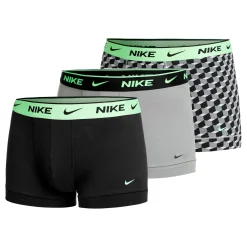 Cheap Everyday Cotton Stretch Trunk Boxer Shorts 3 Pack Men - Grey, Neon Green Underwear