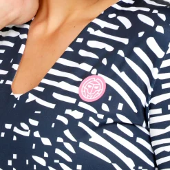 Discount Fingerprint Printed Long Sleeve Women - Dark Blue, White Shirts
