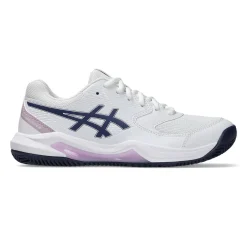 Best Sale Gel-Dedicate 8 Clay Court Shoe Women - White, Dark Blue Clay Court Shoes