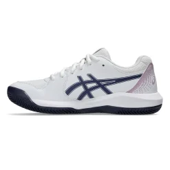 Best Sale Gel-Dedicate 8 Clay Court Shoe Women - White, Dark Blue Clay Court Shoes