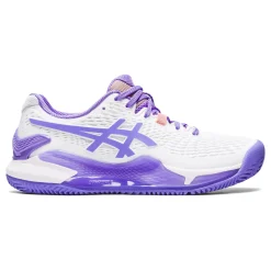 Cheap Gel-Resolution 9 Clay Court Shoe Women - White, Lilac Clay Court Shoes