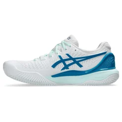 Outlet Gel-Resolution 9 Clay Court Shoe Women - White, Blue Clay Court Shoes