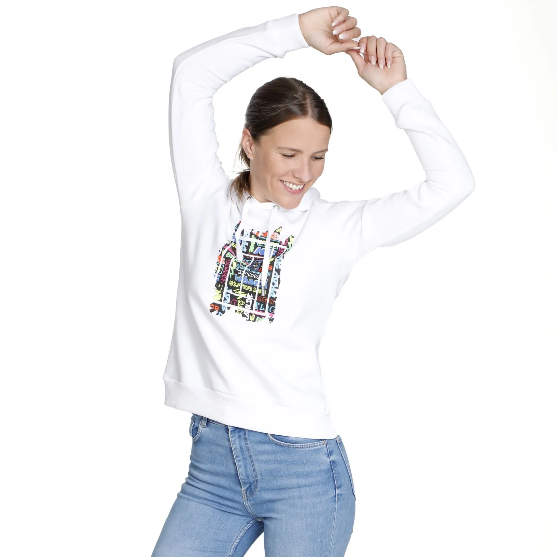 New Graffity Hoody Women - White, Multicoloured Hoodies & Sweaters