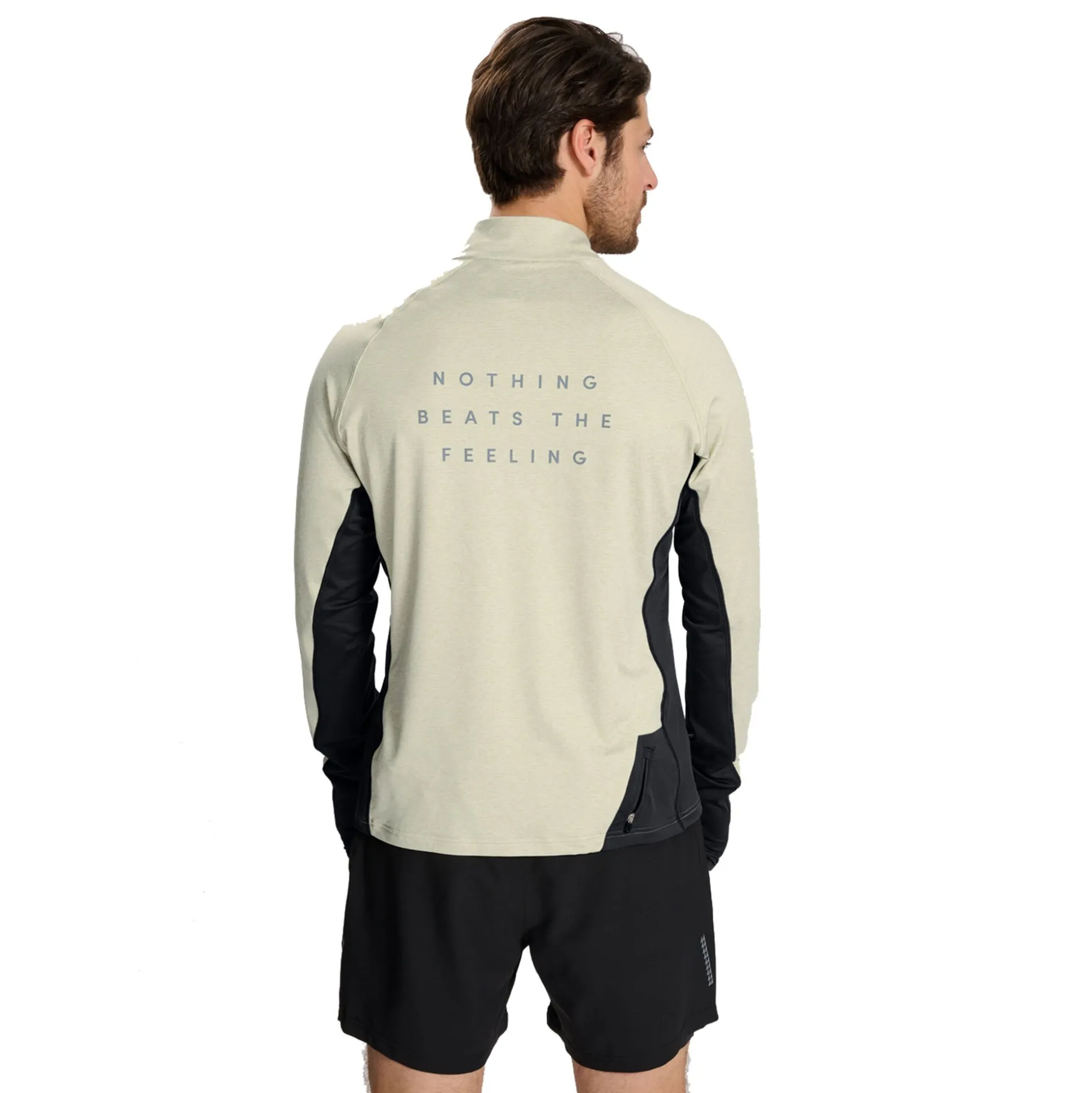 New Mesa Half-Zip Running Top Men - Beige, Black Running Clothing