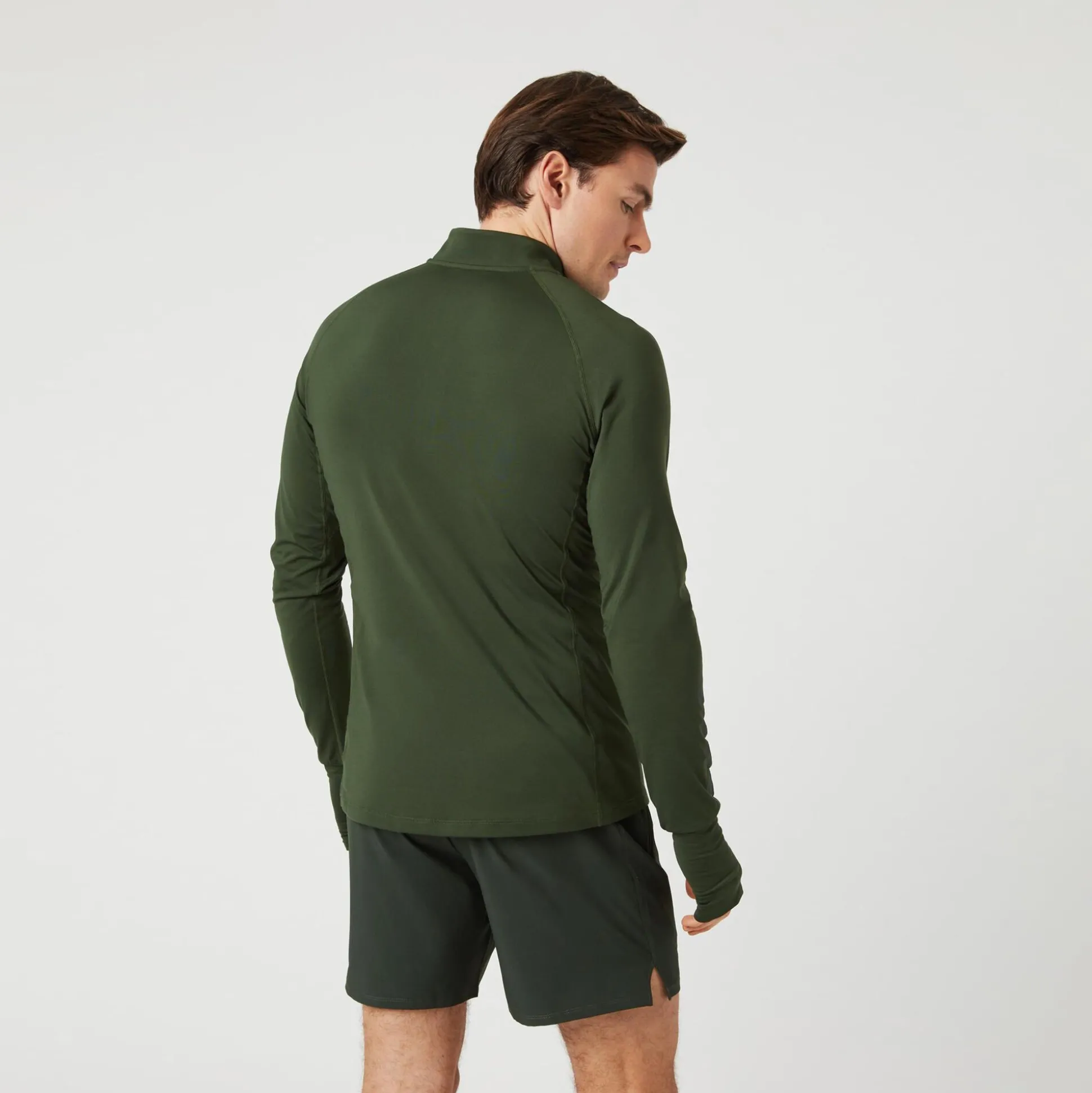 Fashion Midlayer Half Zip Sweatshirt Men - Dark Green Hoodies & Sweaters