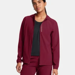 Flash Sale Outrun The Storm Jacket Running Jacket Women - Dark Red Running Clothing