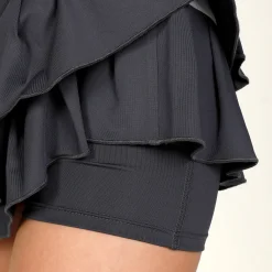 Cheap Pleat Tier With Piping Skirt Women - Dark Grey, Apricot Skirts
