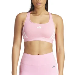 New Power Racer Medium 3-Stripes Sports Bras Women - Pink, White Sports Bras
