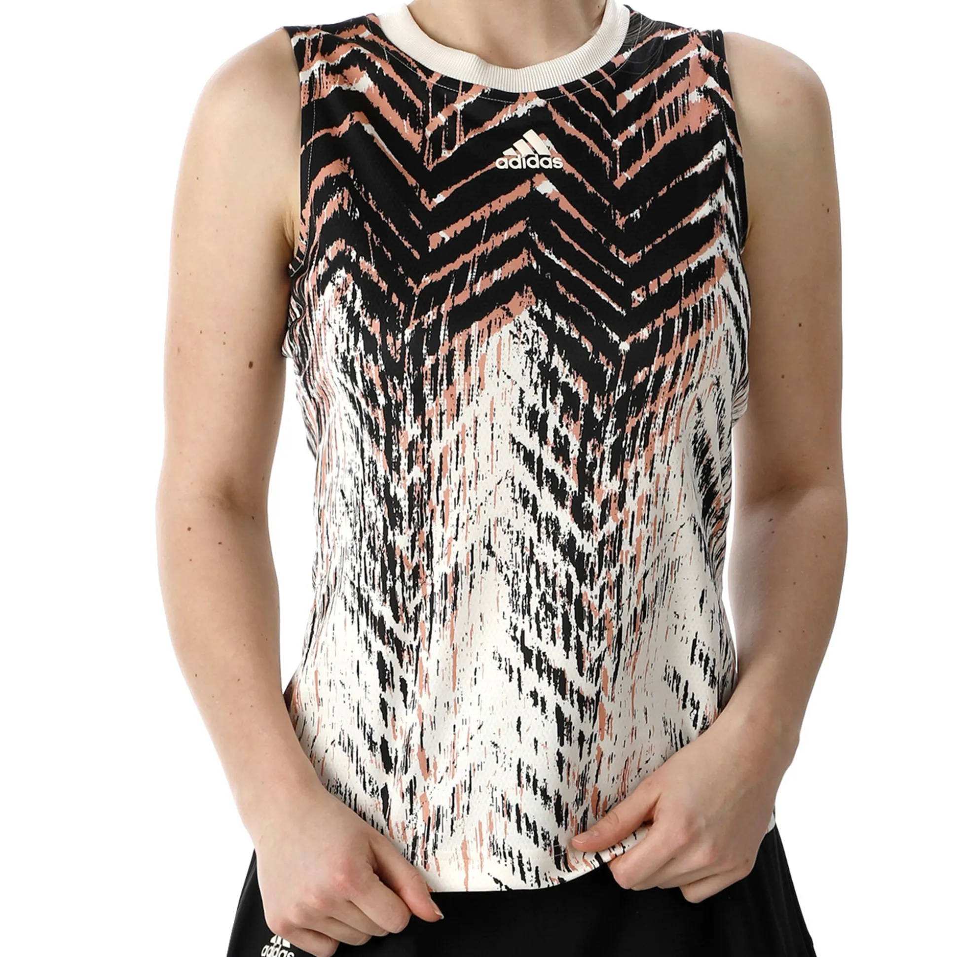 Shop Primeblue Match Tank Top Women - Cream, Black Tops