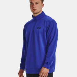 Flash Sale Quarter Half-Zip Long Sleeve Men - Dark Blue Shirts