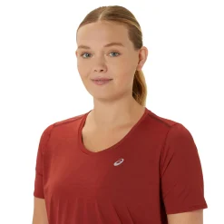 Online Road V-Neck Running Shirt Women - Dark Red Running Clothing