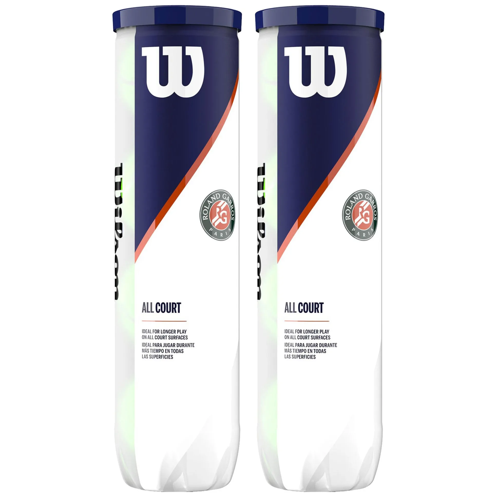 Clearance Roland Garros All Court 2x 4 Ball Tube Regular Balls