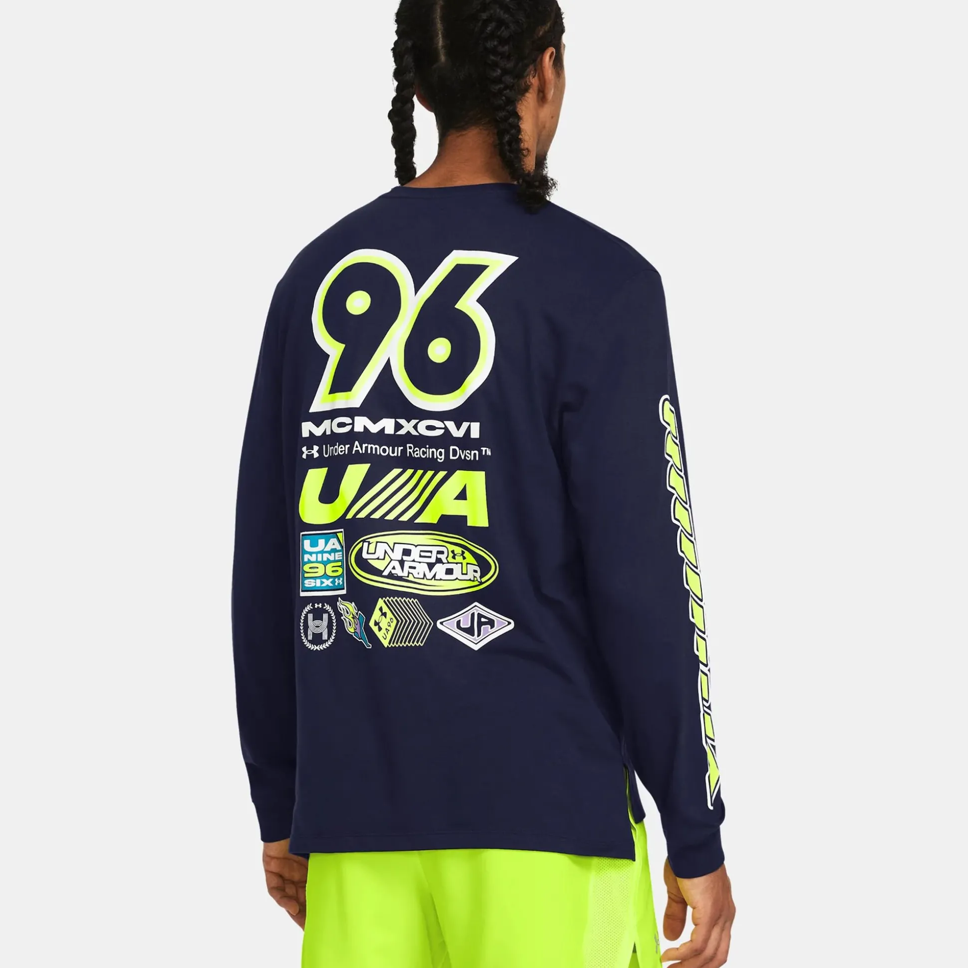 Best Run Everywhere Running Top Men - Dark Blue, Neon Yellow Running Clothing