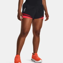 Online Run Everywhere Shorts Women - Black, Neon Red Running Clothing|Shorts