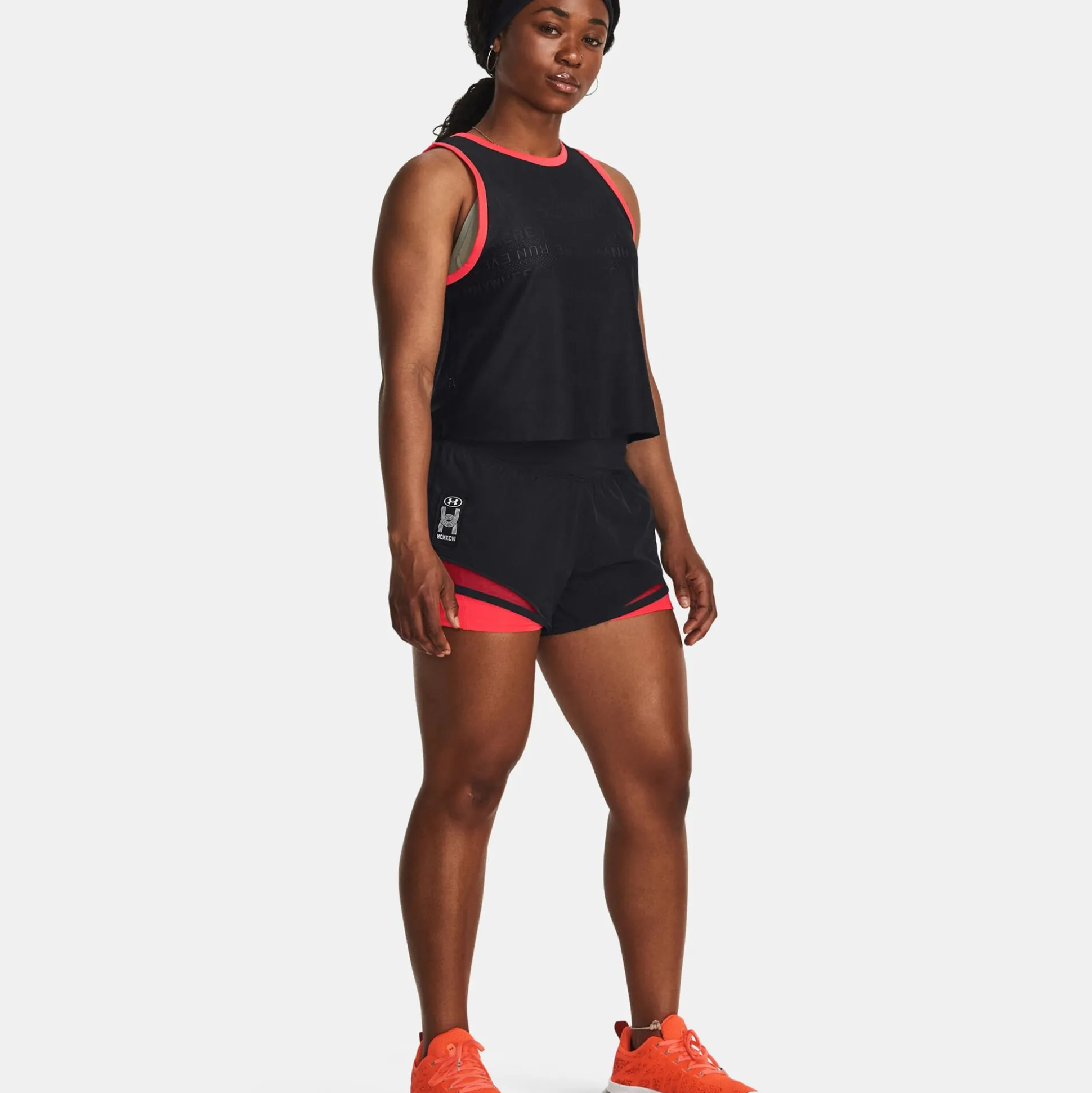 Online Run Everywhere Shorts Women - Black, Neon Red Running Clothing|Shorts