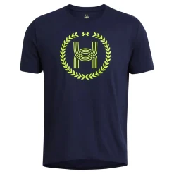 Flash Sale Run Everywhere Wreath SS Running Shirt Men - Dark Blue, Neon Yellow Running Clothing