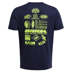 Flash Sale Run Everywhere Wreath SS Running Shirt Men - Dark Blue, Neon Yellow Running Clothing