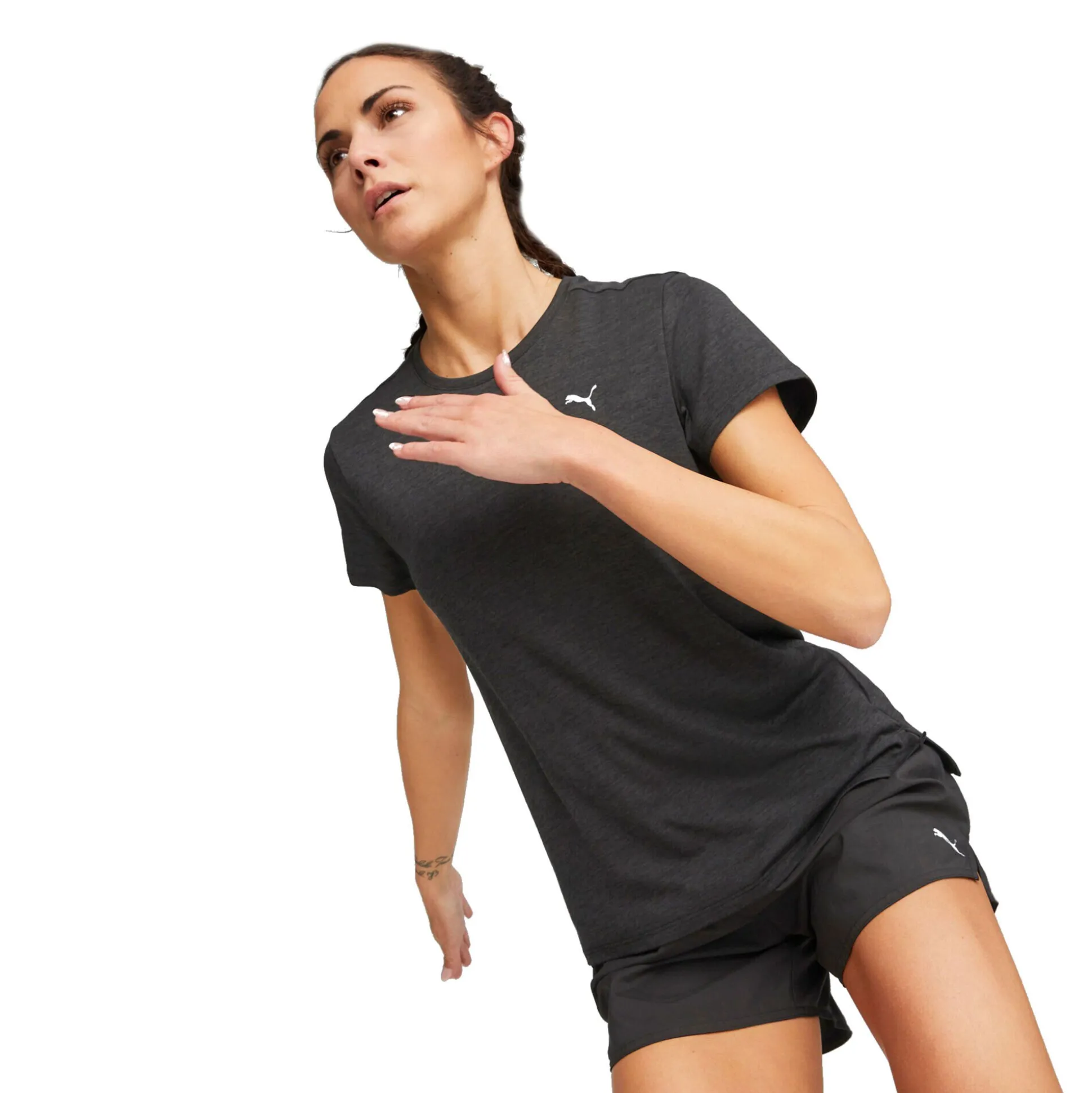 Discount Run Favorite Heather Running Shirt Women - Dark Grey Running Clothing