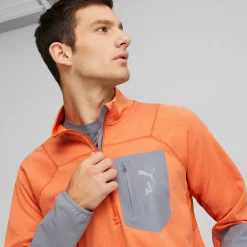 Discount Seasons Raincell Half-Zip Running Top Men - Orange, Grey Running Clothing