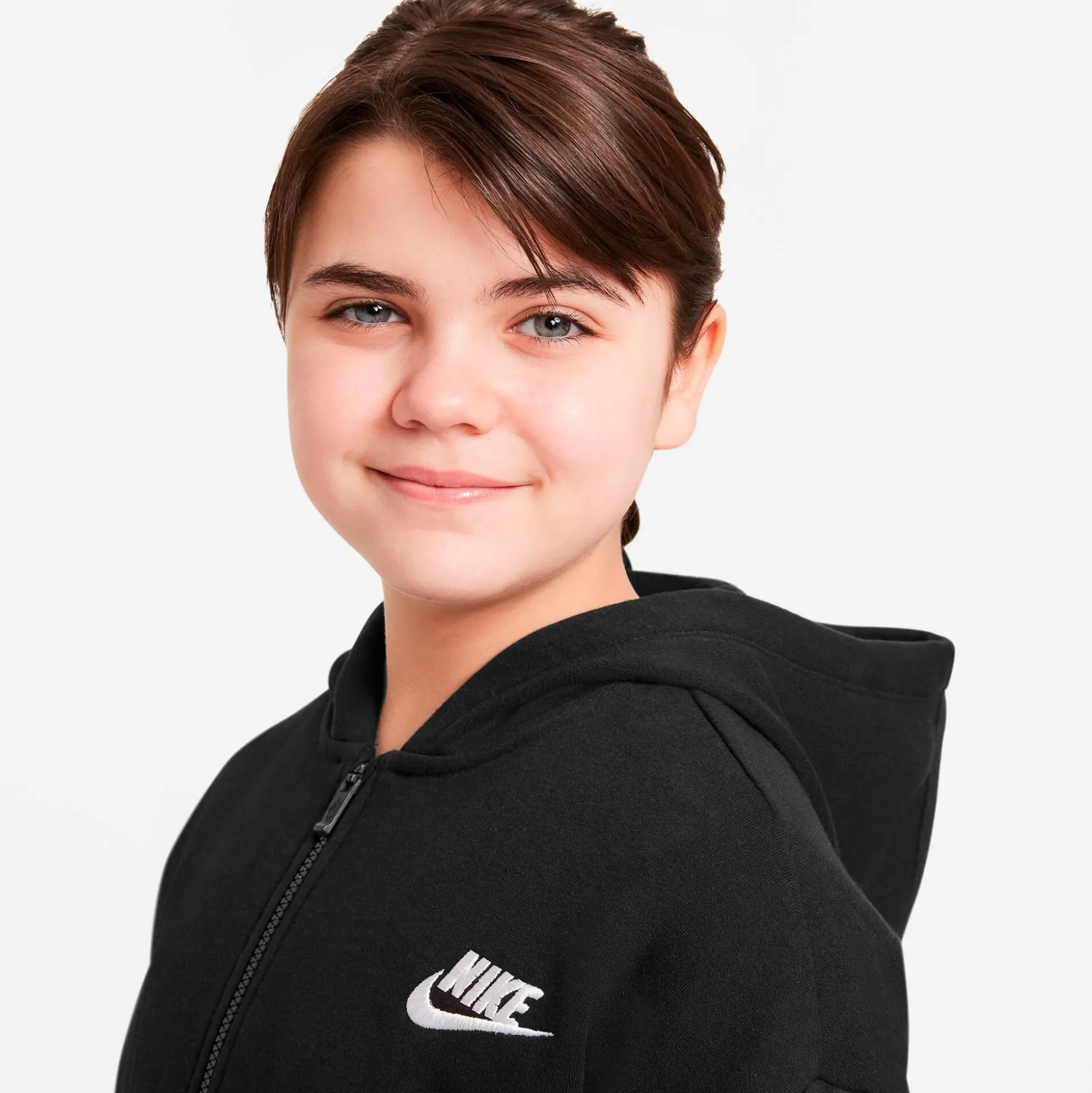 Clearance Sportswear Club Fleece Zip Hoodie Girls - Black, White Jackets