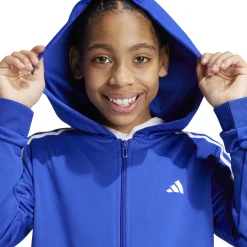 Cheap Training Essentials 3 Stripes Zip Hoodie Kids - Blue, White Jackets