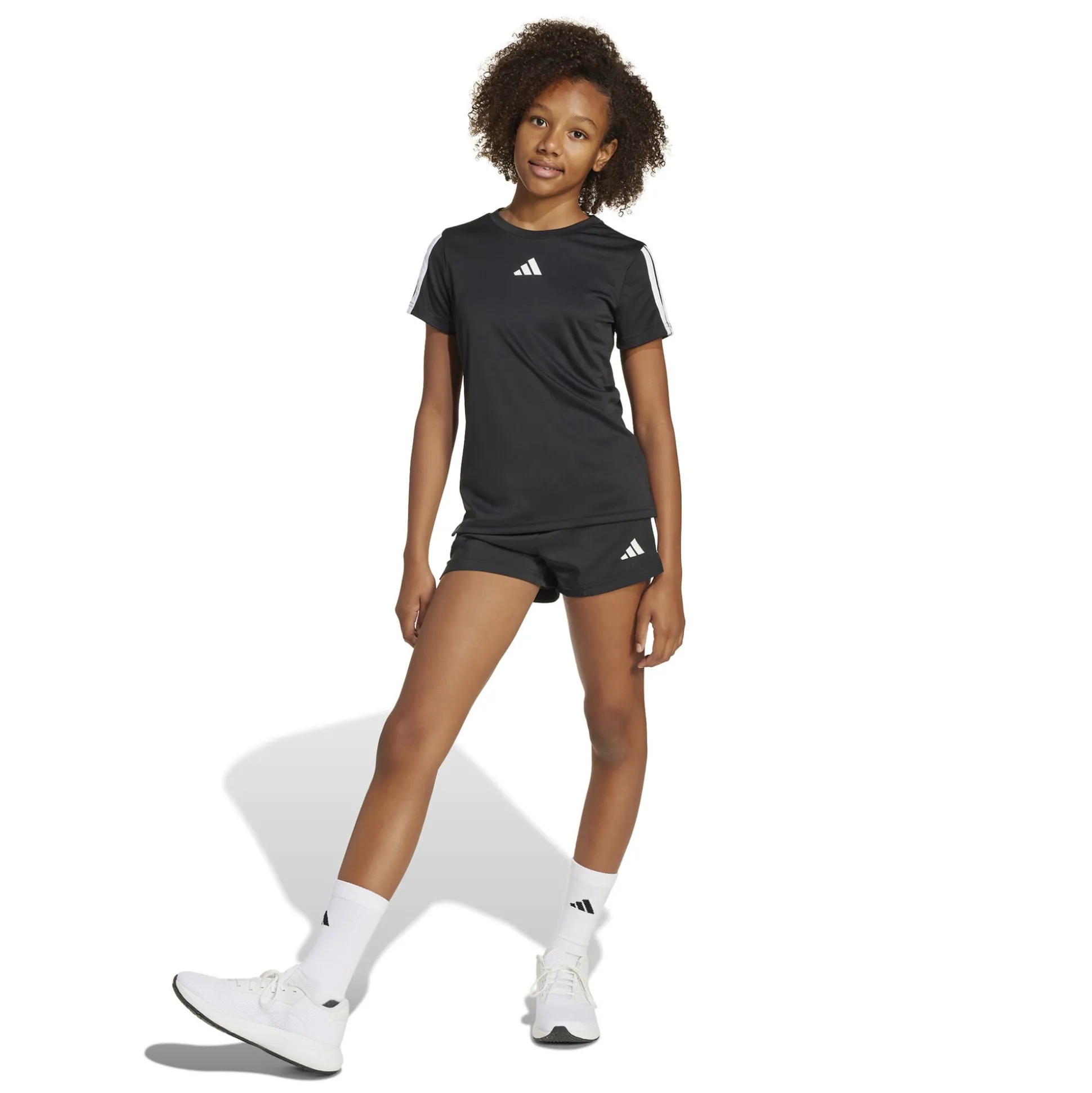 Shop Training Essentials 3 Stripes T-Shirt Kids - Black, White Shirts